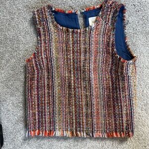 Maeve Colorful Tweed Fringe Top